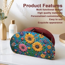 Load image into Gallery viewer, DIY Sunflower Design Wooden Diamond Painting Makeup Brush Storage Box Organizer
