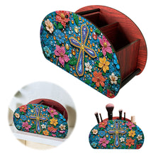 Load image into Gallery viewer, DIY Gem Cross Design Wooden Diamond Painting Makeup Brush Storage Box Organizer
