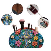 Load image into Gallery viewer, DIY Gem Cross Design Wooden Diamond Painting Makeup Brush Storage Box Organizer
