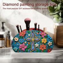 Load image into Gallery viewer, DIY Gem Cross Design Wooden Diamond Painting Makeup Brush Storage Box Organizer
