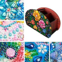 Load image into Gallery viewer, DIY Flower Design Wooden Diamond Painting Makeup Brush Storage Box Organizer
