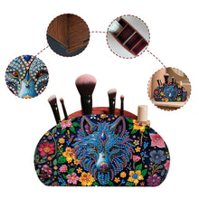 Load image into Gallery viewer, DIY Gem Wolf Design Wooden Diamond Painting Makeup Brush Storage Box Organizer
