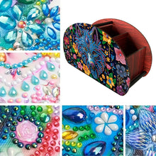 Load image into Gallery viewer, DIY Gem Wolf Design Wooden Diamond Painting Makeup Brush Storage Box Organizer

