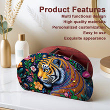 Load image into Gallery viewer, DIY Gem Tiger Design Wooden Diamond Painting Makeup Brush Storage Box Organizer
