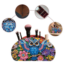 Load image into Gallery viewer, DIY Gem Owl Design Wooden Diamond Painting Makeup Brush Storage Box Organizer
