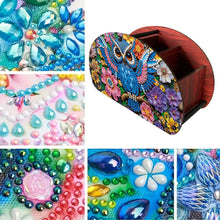 Load image into Gallery viewer, DIY Gem Owl Design Wooden Diamond Painting Makeup Brush Storage Box Organizer
