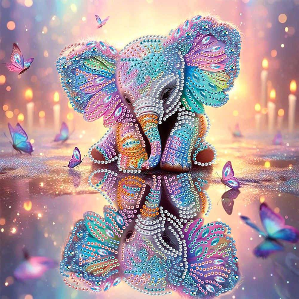 Diamond Painting - Partial Special Shaped - Elephant (30*30CM)