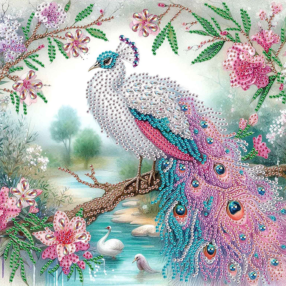 Diamond Painting - Partial Special Shaped - Peacock (30*30CM)