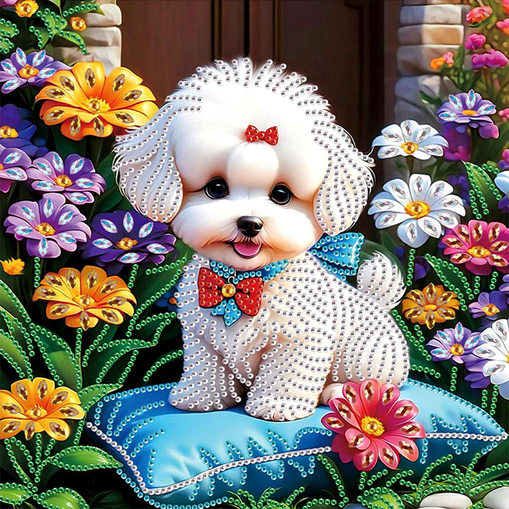 Diamond Painting - Partial Special Shaped - White Puppy (30*30CM)
