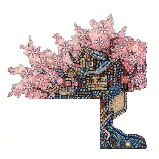 House Tree Diamond Painting Art Door Right Angle Sign for Indoor Outdoor Wall