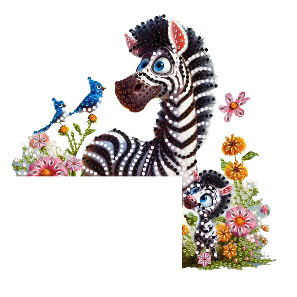 Zebra Diamond Painting Art Door Right Angle Sign for Indoor Outdoor Wall