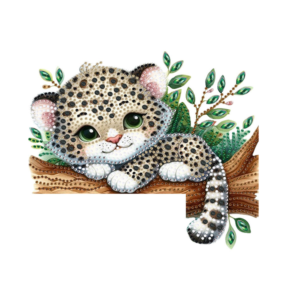 Leopard Diamond Painting Art Door Right Angle Sign for Indoor Outdoor Wall