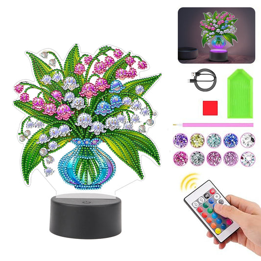 Acrylic Double Sided Butterfly Vase Diamond Painting LED Night Light for Desktop