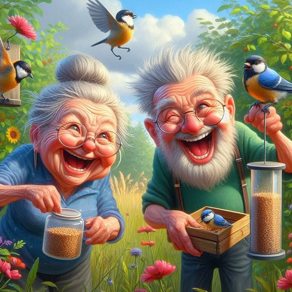 Diamond Painting - Full Round - Funny Old Couple (40*40CM)
