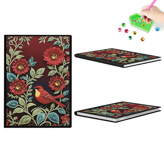 Flower Bird Special Shaped Diamond Painting Journal Notebook for Adults