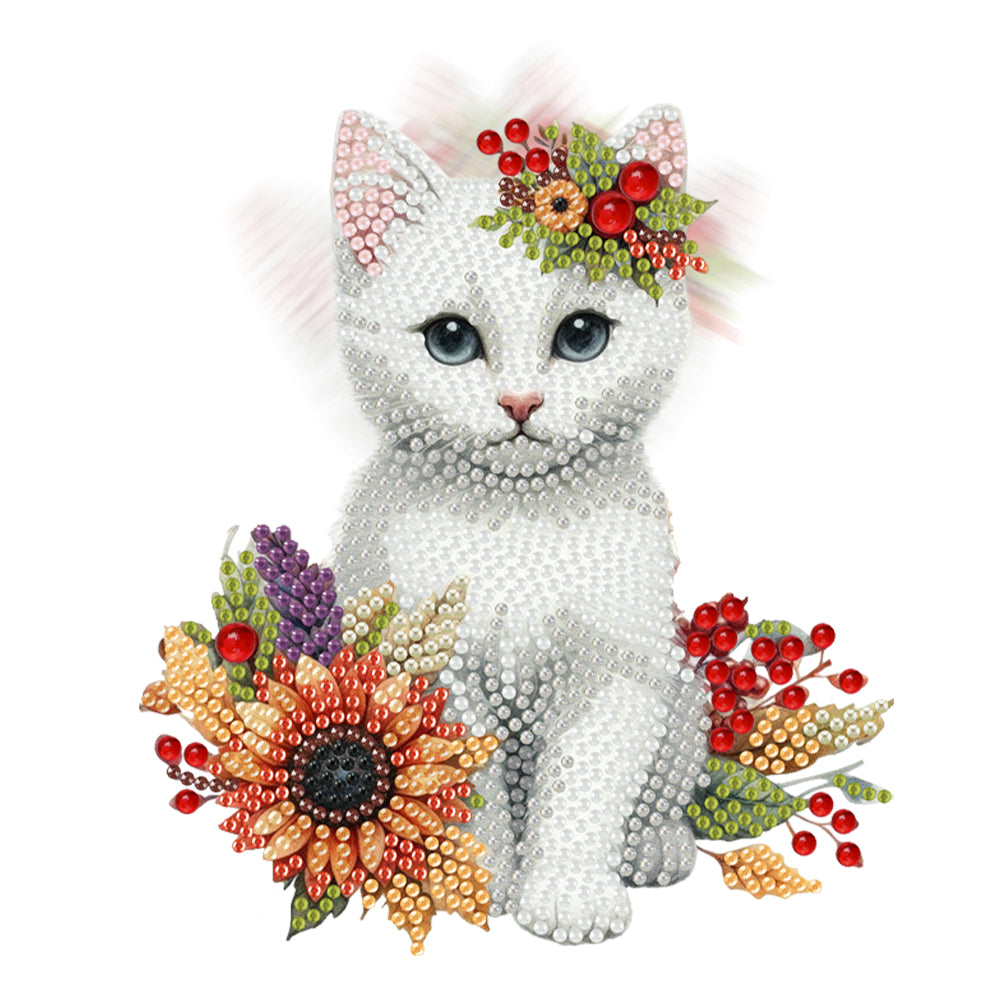 2D Flat Cat DIY Shaking Head Sunflower Cat Diamond Painting Desktop Decorations
