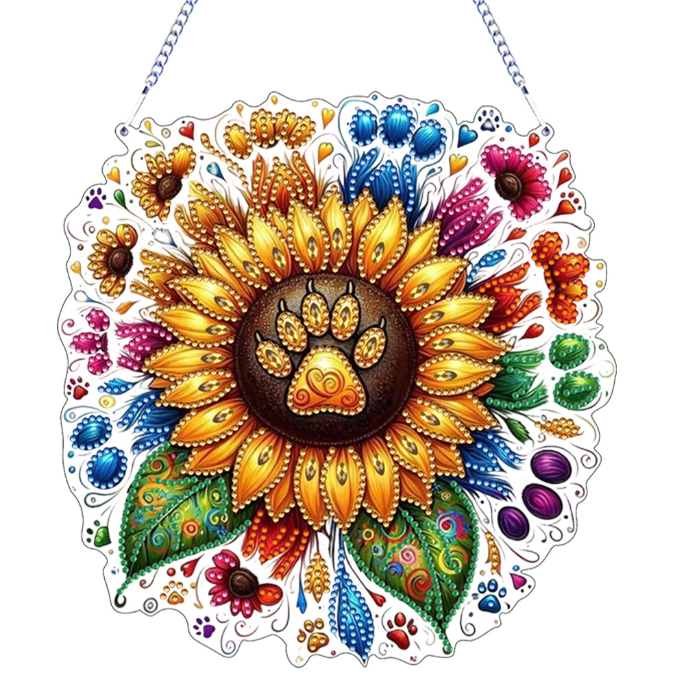Footprints Flower Theme 2D/Flat DIY Diamond Art Pendant DIY Hanging Home Decor