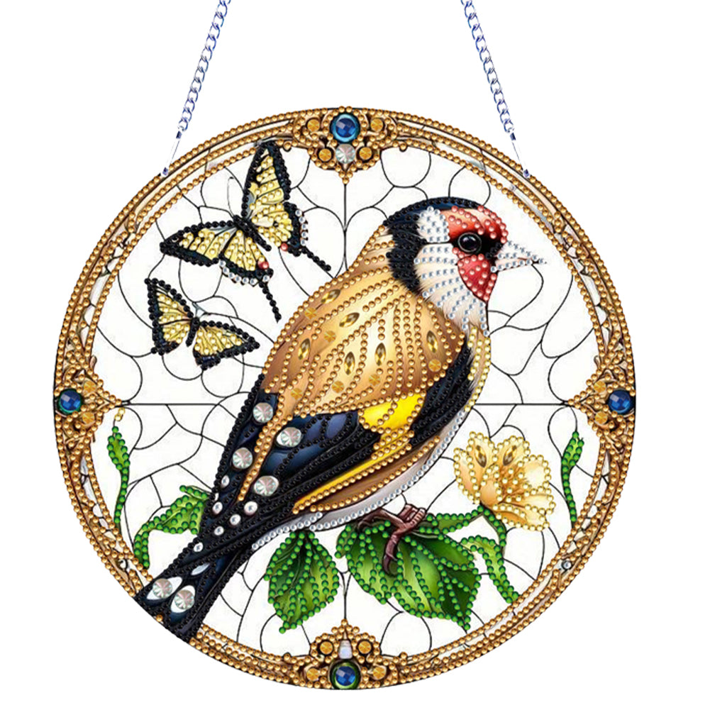 Goldfinch Flower Theme 2D/Flat DIY Diamond Art Pendant DIY Hanging Home Decor