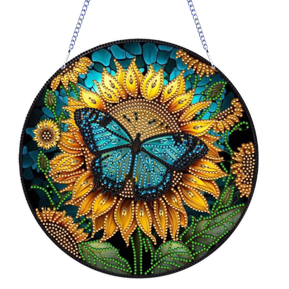 Sunflower Theme 2D/Flat DIY Diamond Art Pendant DIY Hanging Charm Home Decor