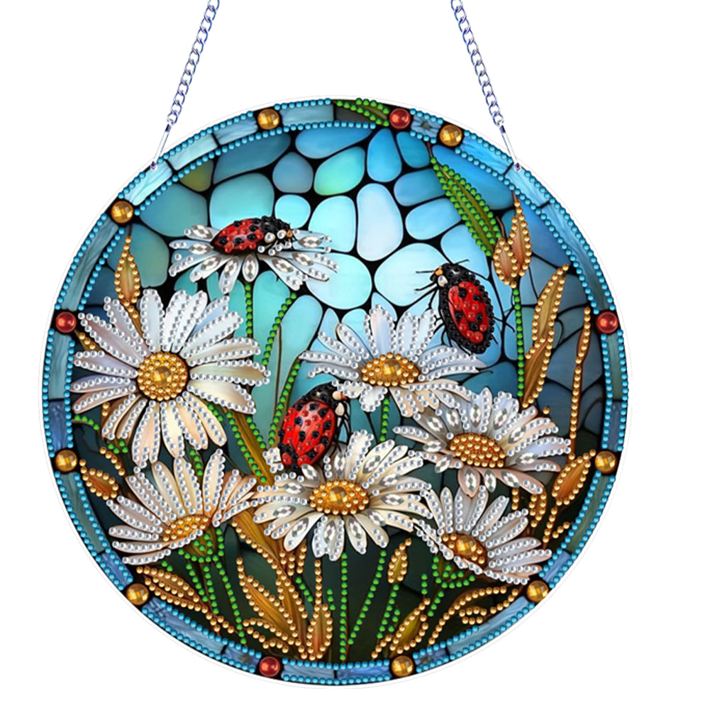Daisy Flower Theme 2D/Flat DIY Diamond Art Pendant DIY Hanging Charm Home Decor