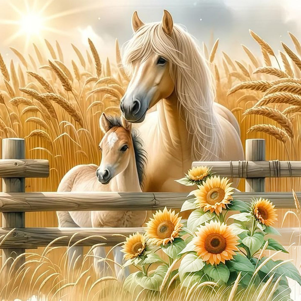 Diamond Painting - Full Round - Sunflower Horse (30*30CM)