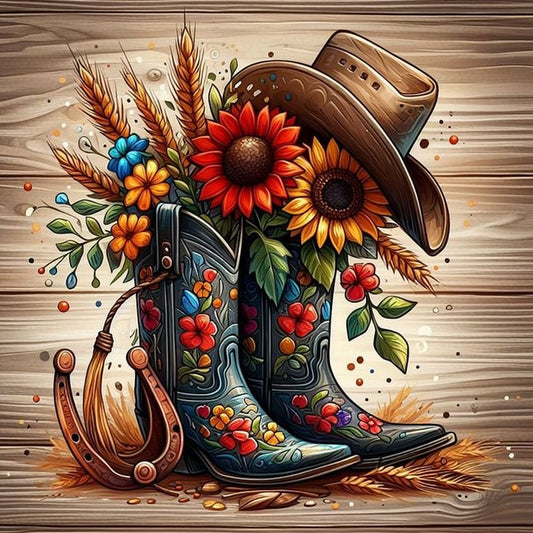 Diamond Painting - Full Round - Cowboy Boots (40*40CM)