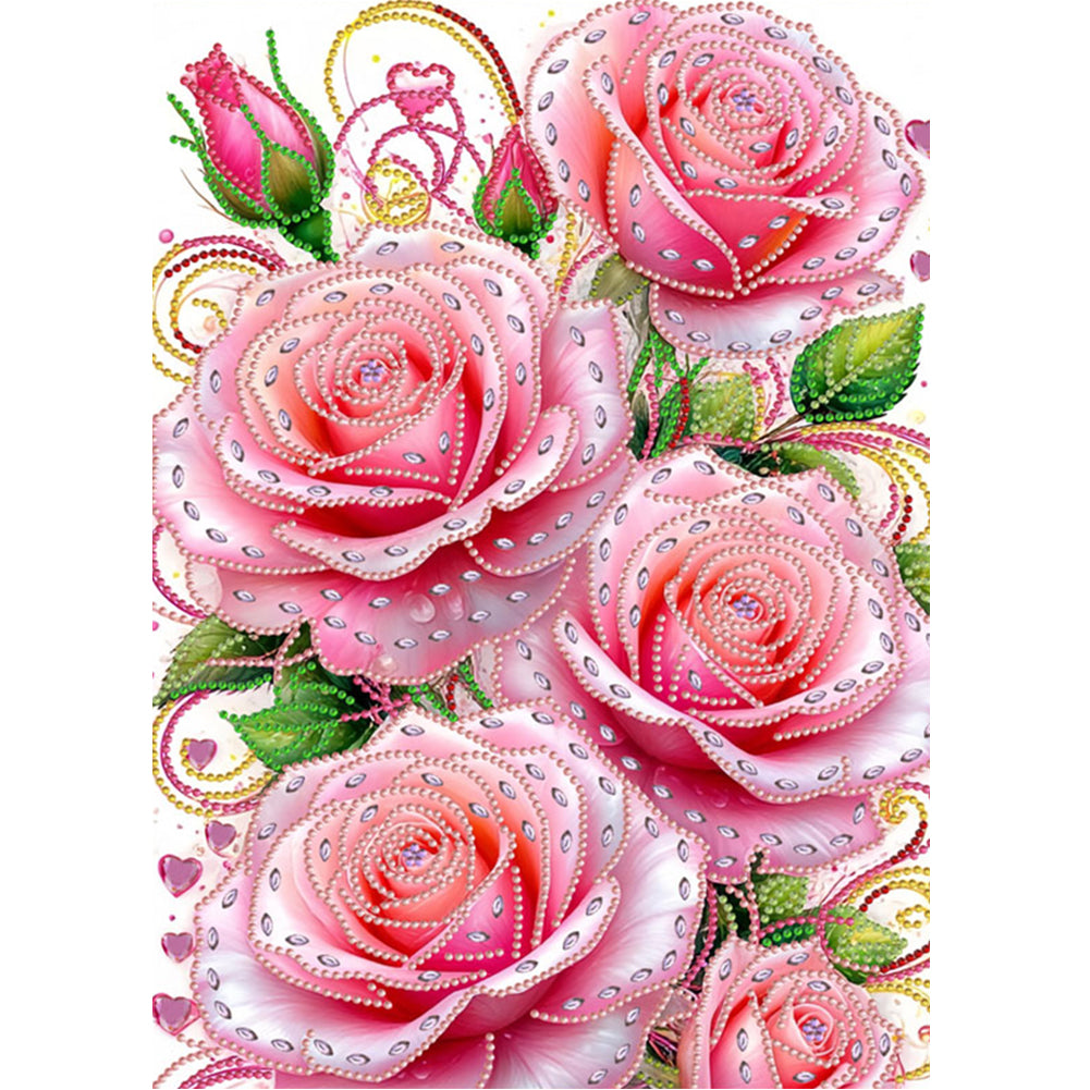 Diamond Painting - Partial Special Shaped - Pink Flowers (30*40CM)