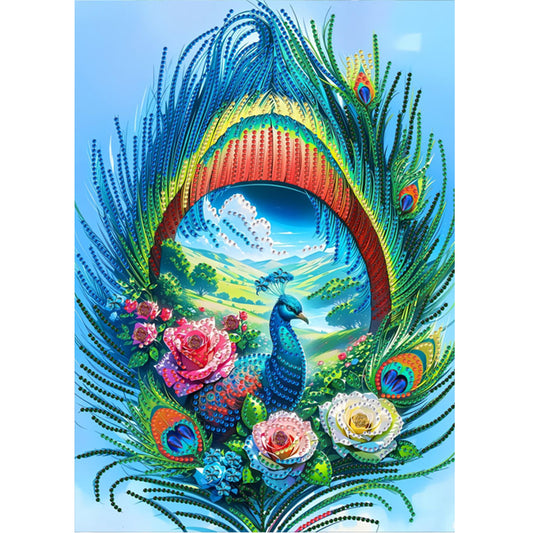 Diamond Painting - Partial Special Shaped - Peacock (30*40CM)