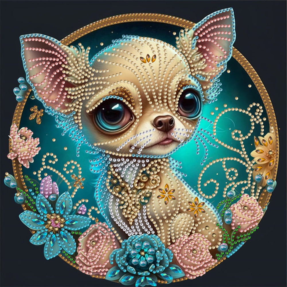 Diamond Painting - Partial Special Shaped - Flower Puppy (30*30CM)