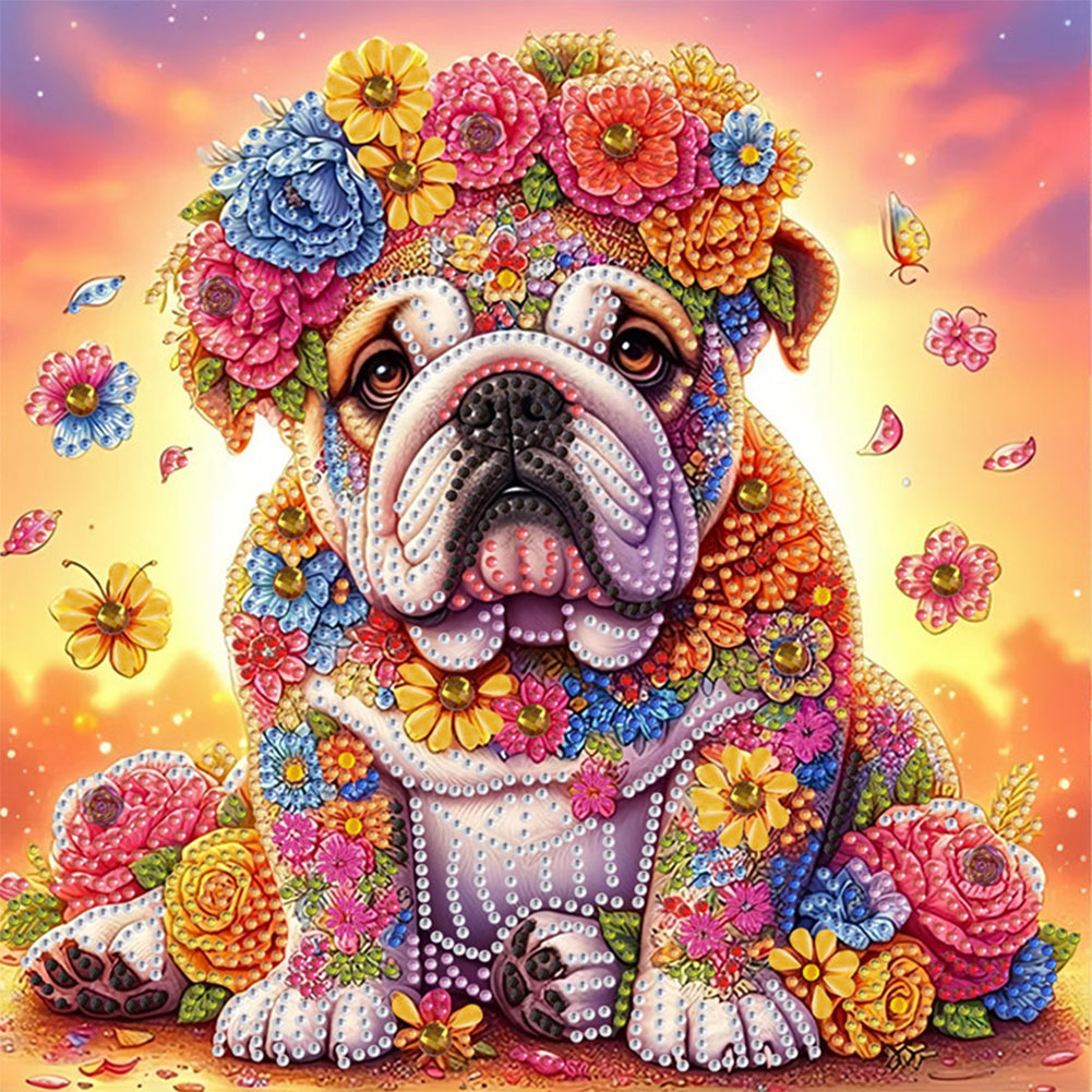 Diamond Painting - Partial Special Shaped - Flower Puppy (30*30CM)