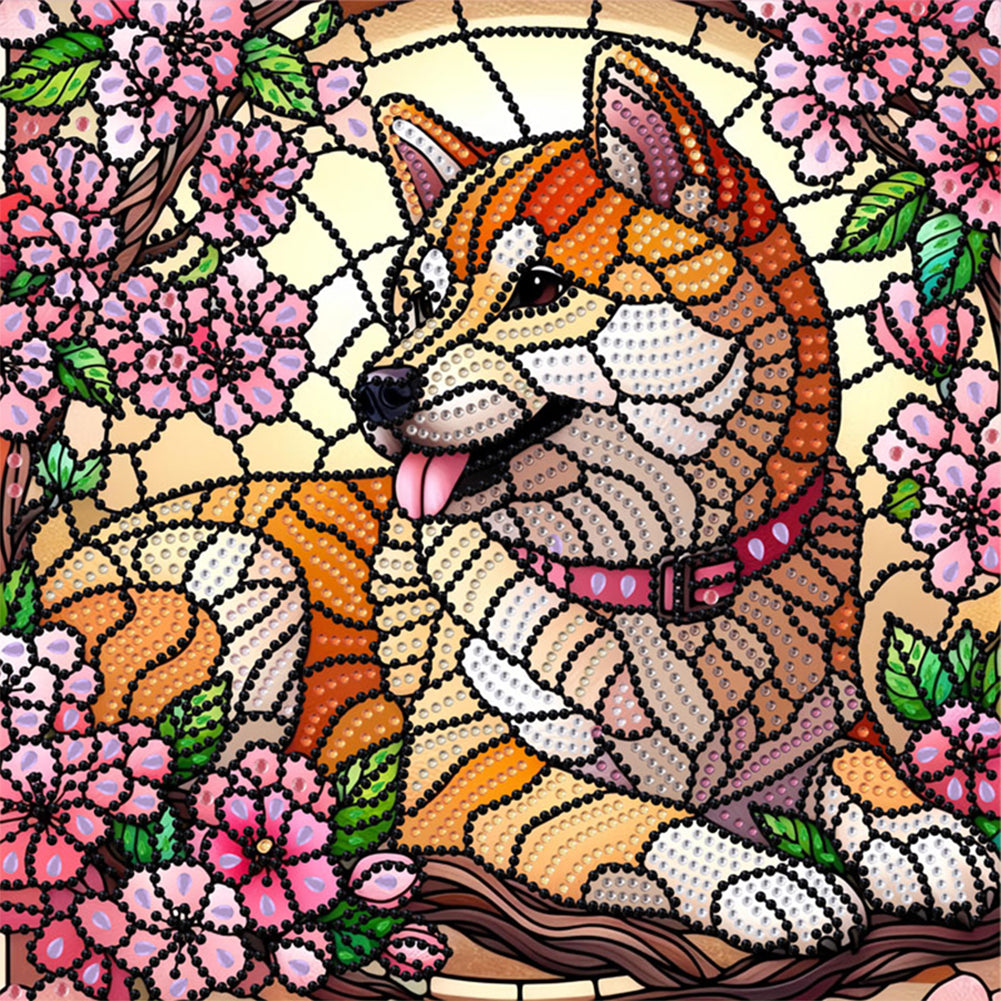 Diamond Painting - Partial Special Shaped - Flower Puppy (30*30CM)