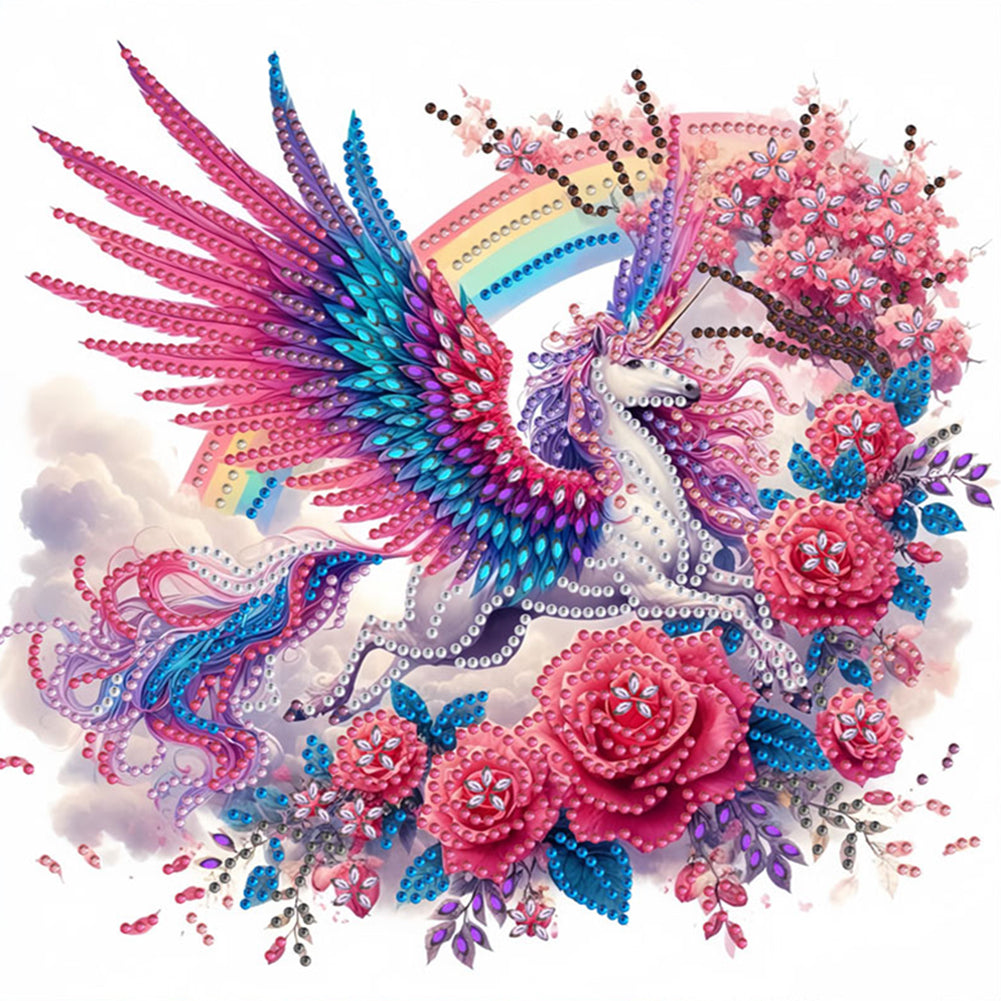 Diamond Painting - Partial Special Shaped - Rainbow Wing Unicorn (30*30CM)