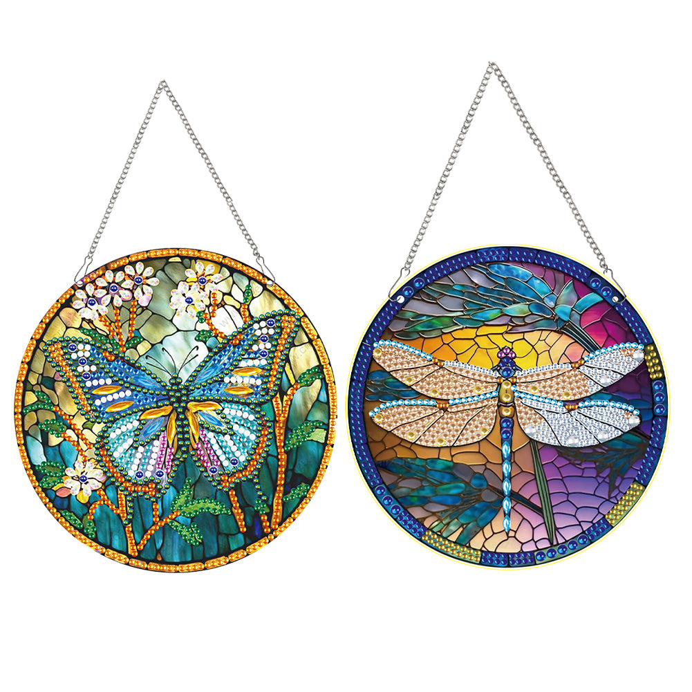2pcs Butterfly Theme 2D Flat DIY Diamond Art Pendant Wall Decor for Home&Window