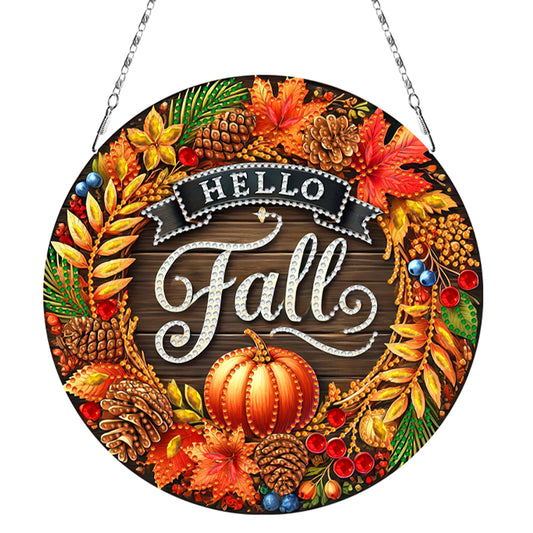 Fall Theme 2D Flat DIY Diamond Painting Art Pendant Wall Door Decoration
