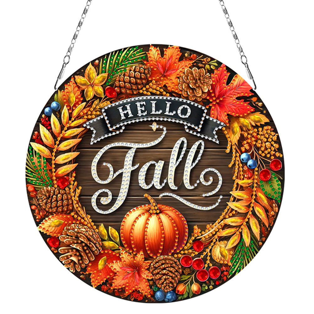 Fall Theme 2D Flat DIY Diamond Painting Art Pendant Wall Door Decoration