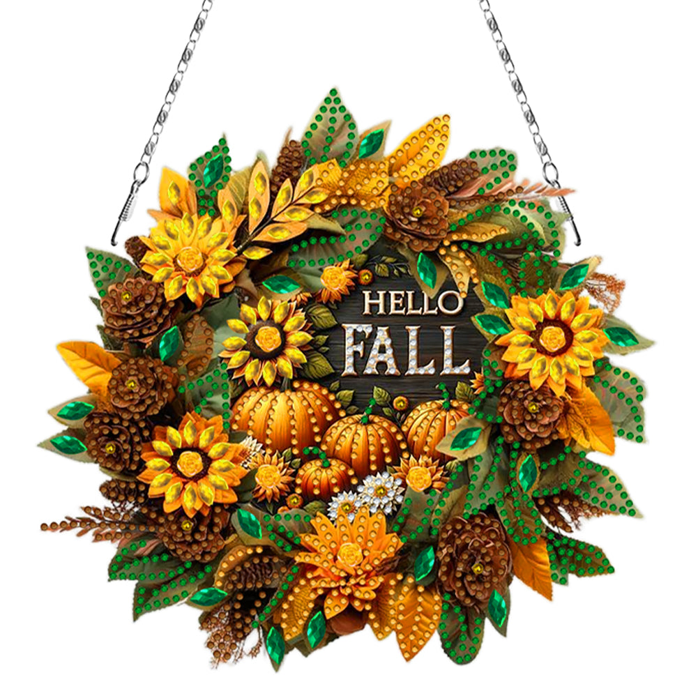 Fall Theme 2D Flat DIY Diamond Painting Art Pendant Wall Door Decoration