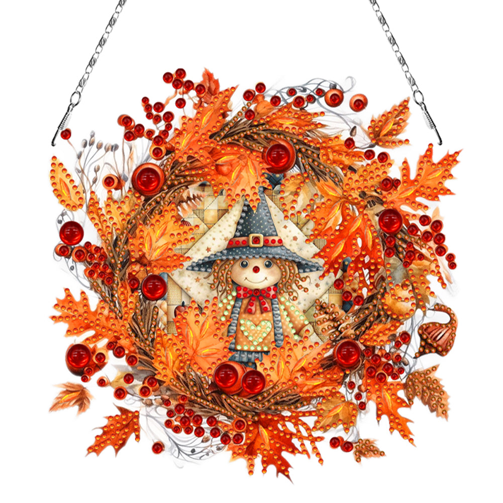 Fall Theme 2D Flat DIY Diamond Painting Art Pendant Wall Door Decoration