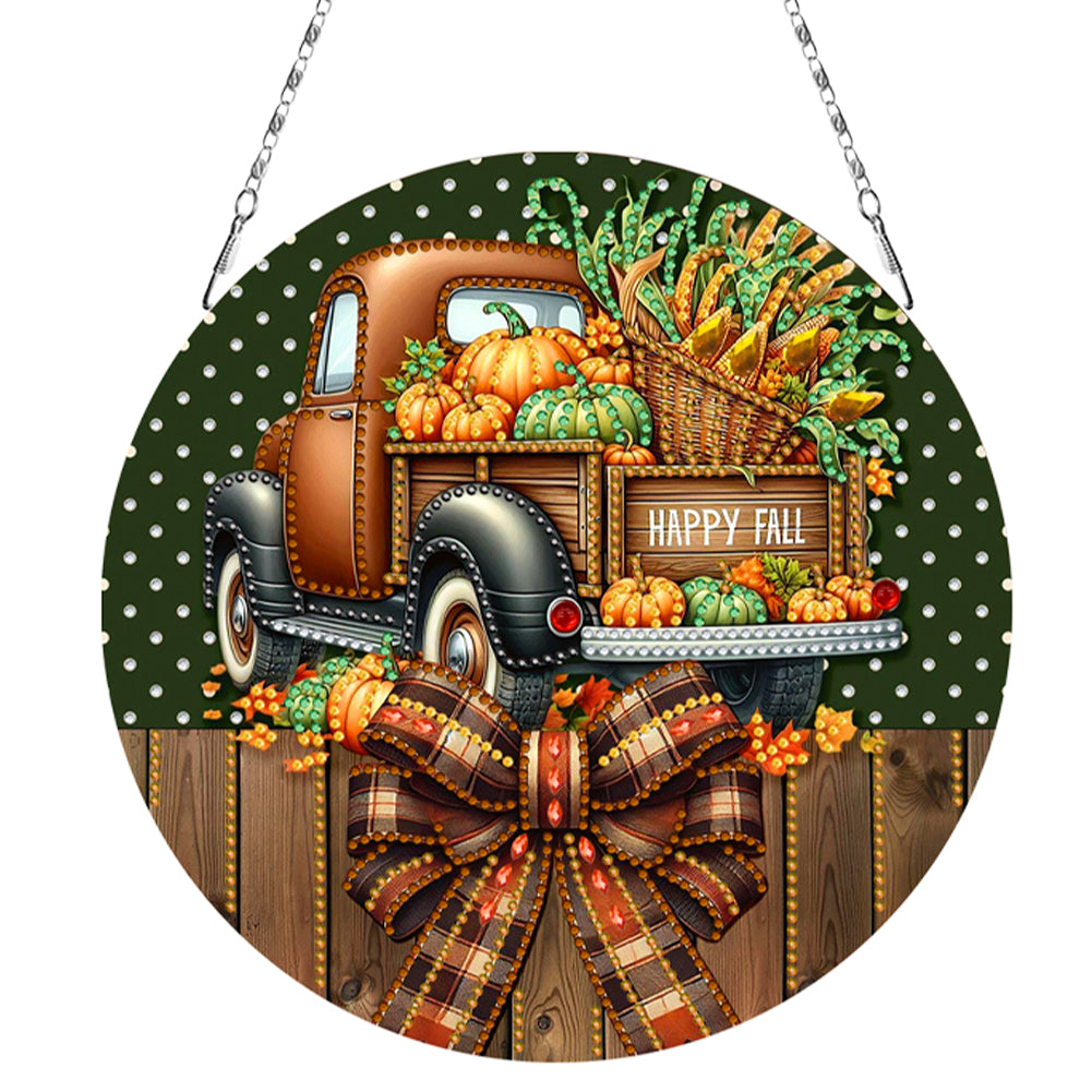 Fall Theme 2D Flat DIY Diamond Painting Art Pendant Wall Door Decoration