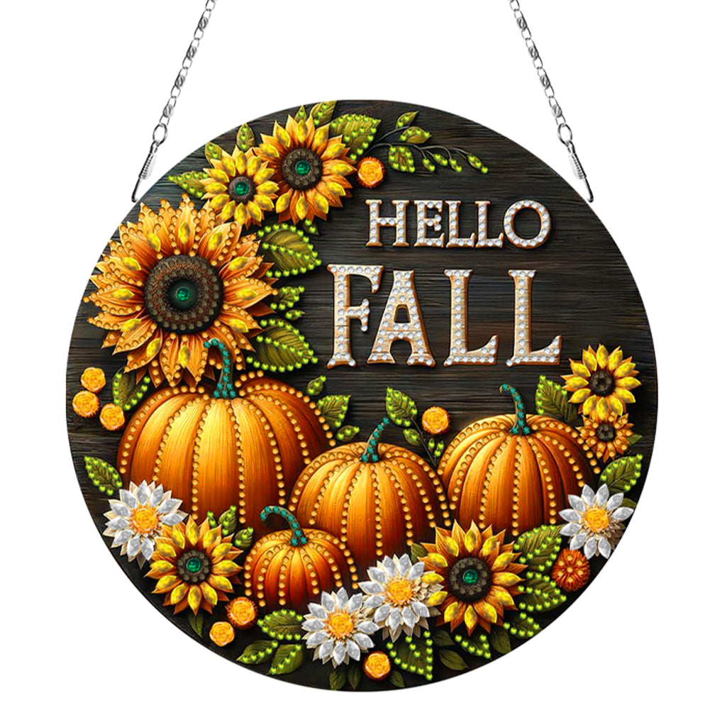 Fall Theme 2D Flat DIY Diamond Painting Art Pendant Wall Door Decoration