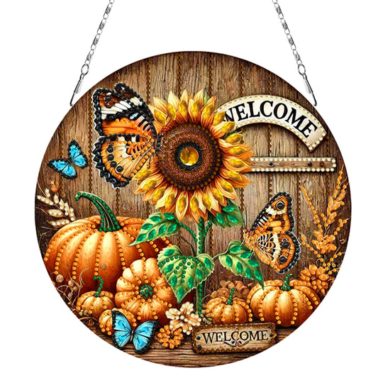 Fall Theme 2D Flat DIY Diamond Painting Art Pendant Wall Door Decoration