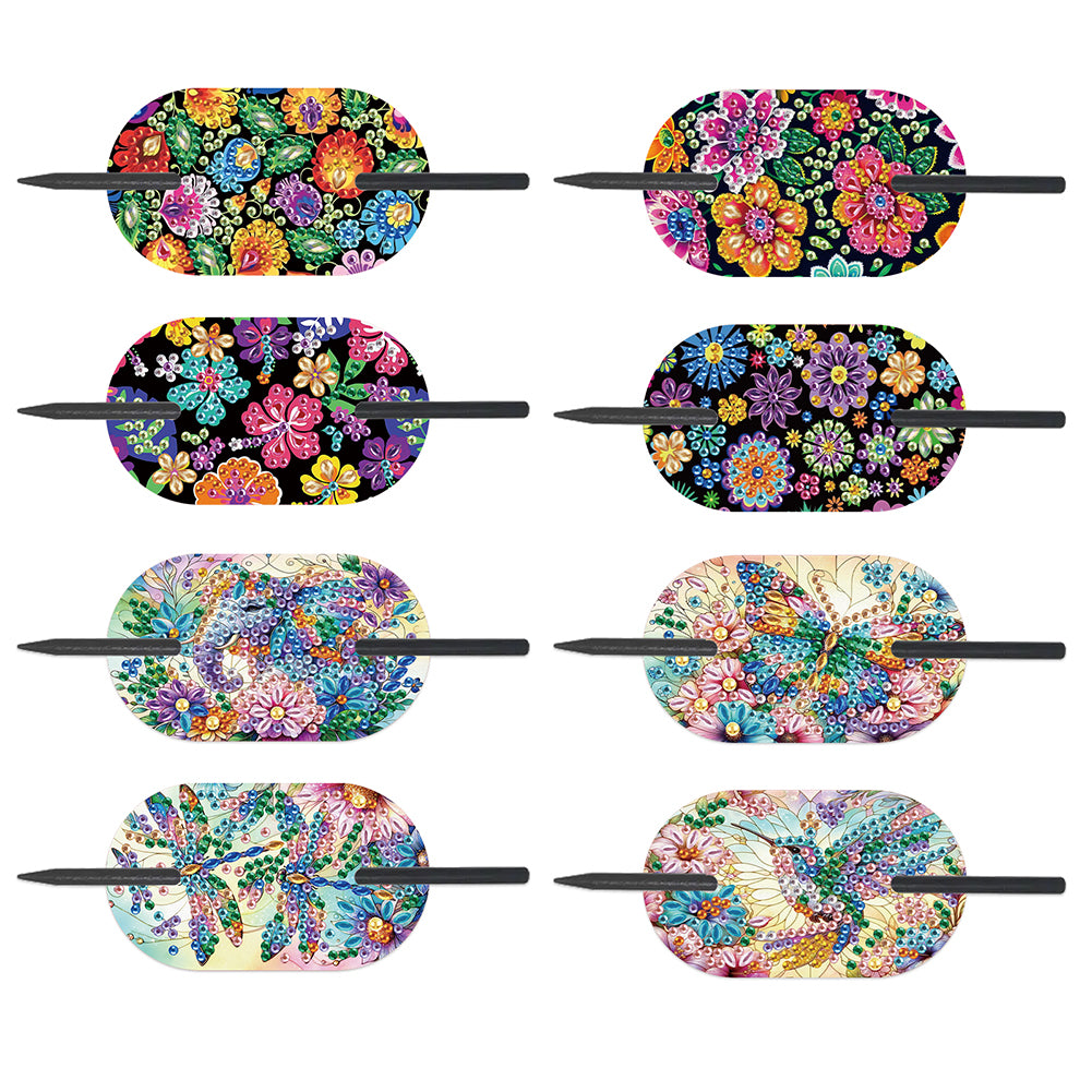 8Pcs DIY Mandala Diamond Painting Ellipse Hairpin Kit Diamond Embroidery Hairpin
