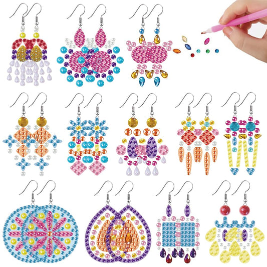 12 Pair Transparent DIY Diamond Art Earring Double Side Diamond Painting Earring
