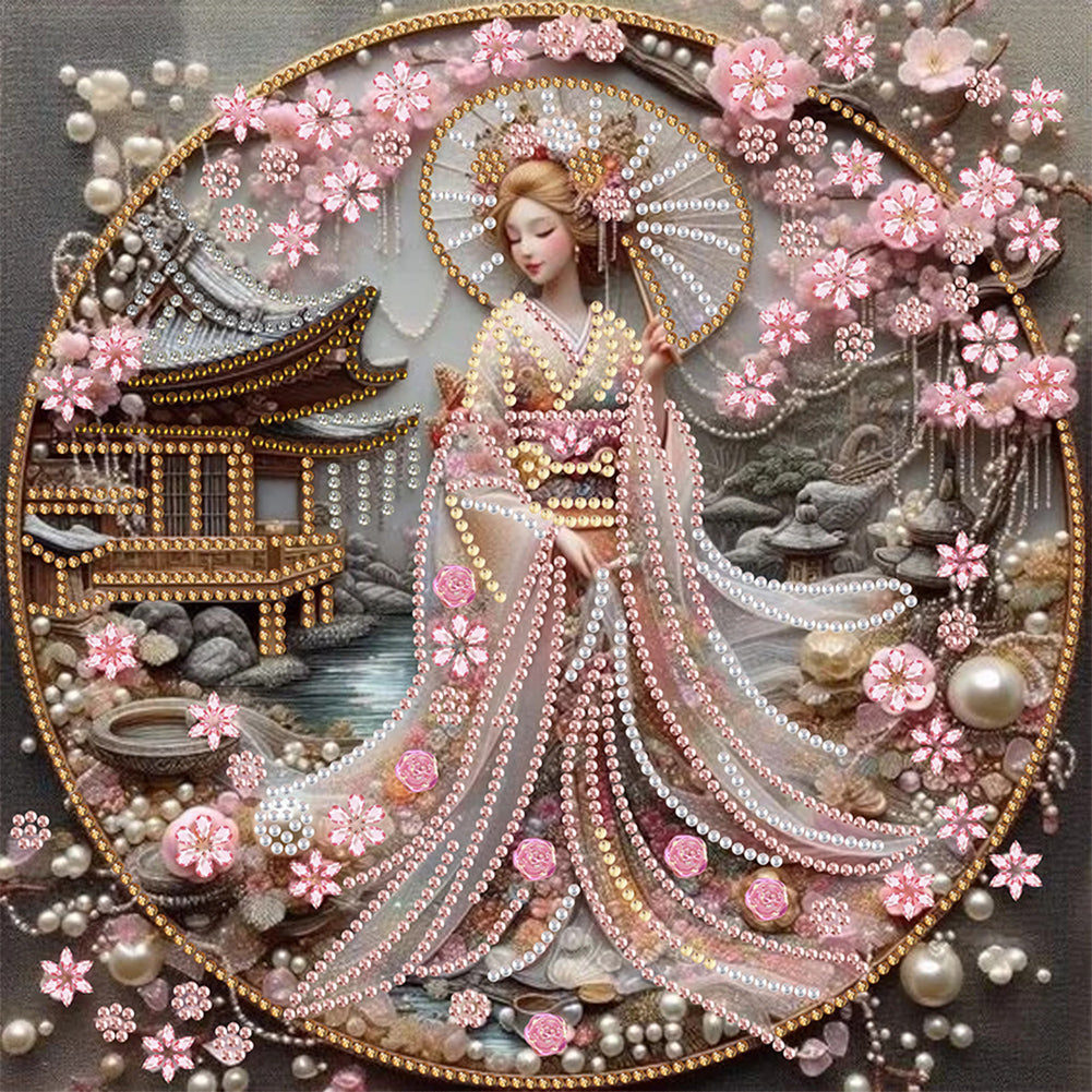 Diamond Painting - Partial Special Shaped - Japanese Girl (30*30CM)