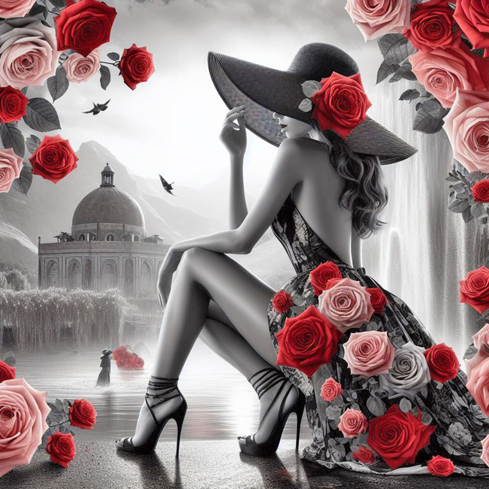 Diamond Painting - Full Round - Rose Woman (40*40CM)