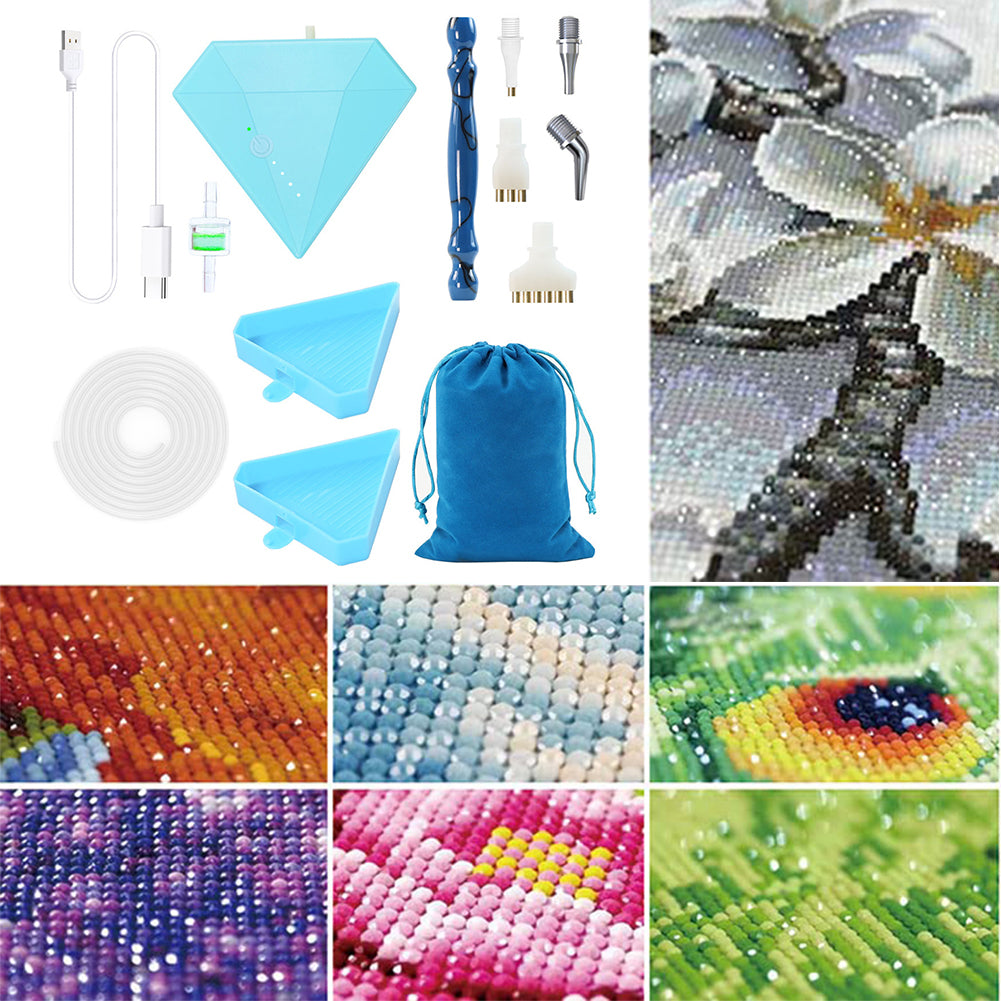 Diamond Aid Tool Portable Vacuum Diamond Painting Pen Kit for DIY (Blue)
