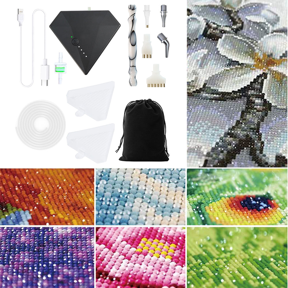 Diamond Aid Tool Portable Vacuum Diamond Painting Pen Kit for DIY (Black)