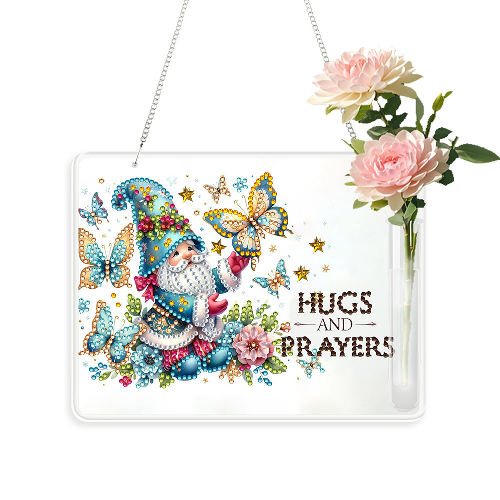 Gnome 2D Flat Acrylic Wall Tube Vase Diamond Painting Hanging Ornament Crafts