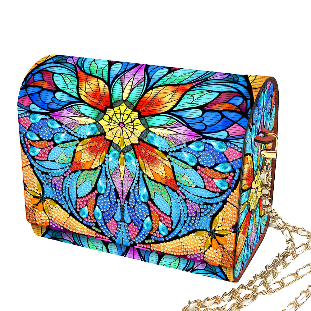 DIY Mandala Diamond Art Wooden Coin Pouch with Chain 5D Diamond Painting Purse