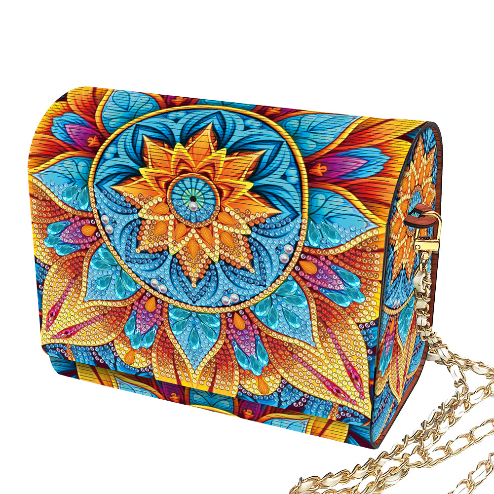 DIY Mandala Diamond Art Wooden Coin Pouch with Chain 5D Diamond Painting Purse