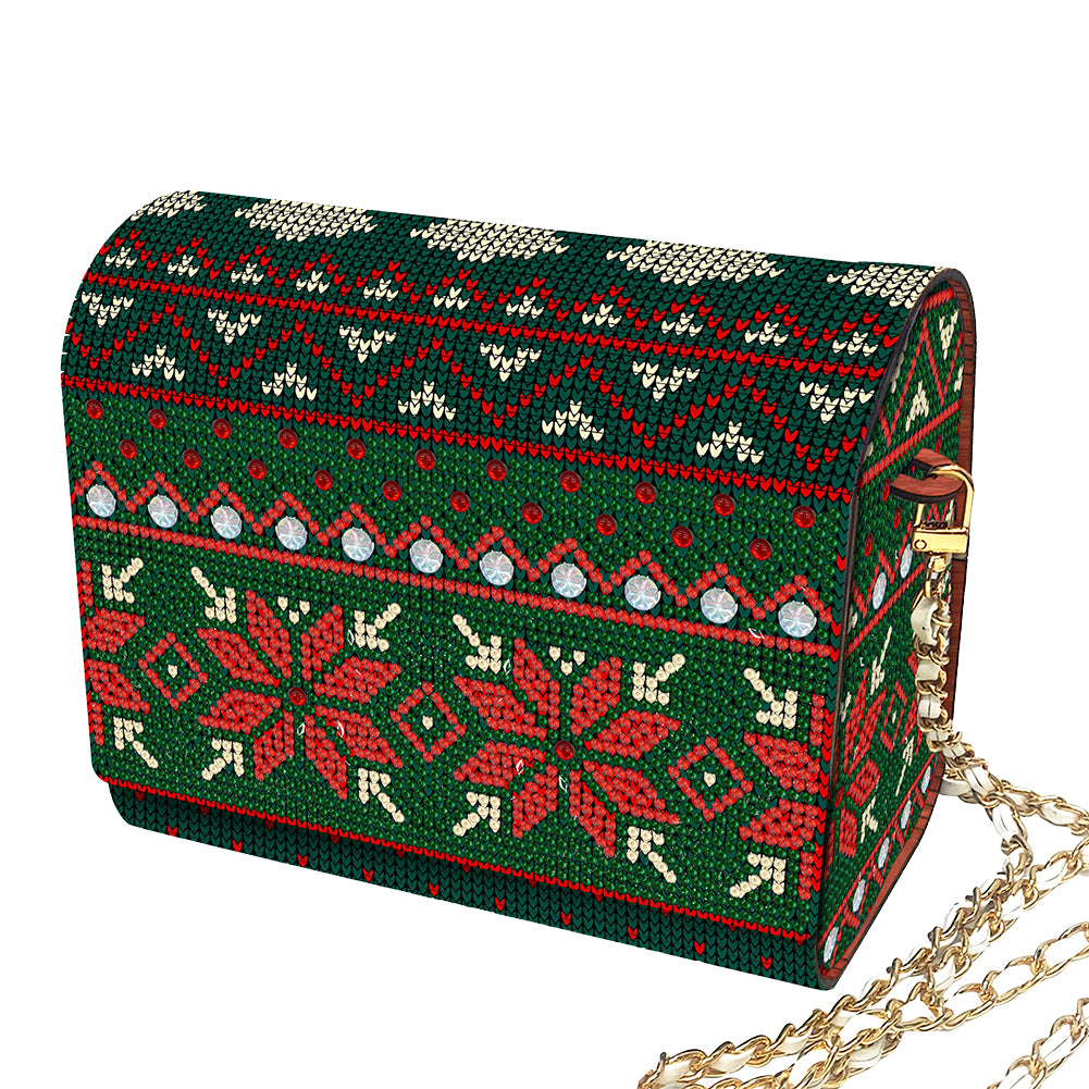 DIY Knitted Diamond Art Wooden Coin Pouch with Chain 5D Diamond Painting Purse